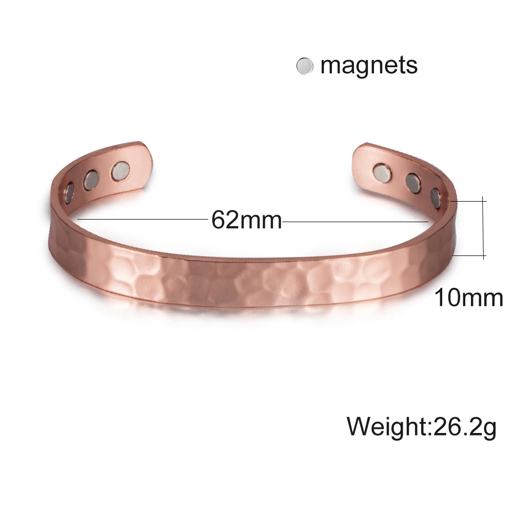 Vinterly магнитный браслет из чистой меди, мужские Регулируемые браслеты-манжеты, браслеты с артритом, энергетические талисманы, браслеты для женщин