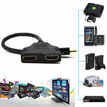 

1080P HDMI Port Male to 2Female 1 In 2 Out Splitter Cable Adapter Converter Home