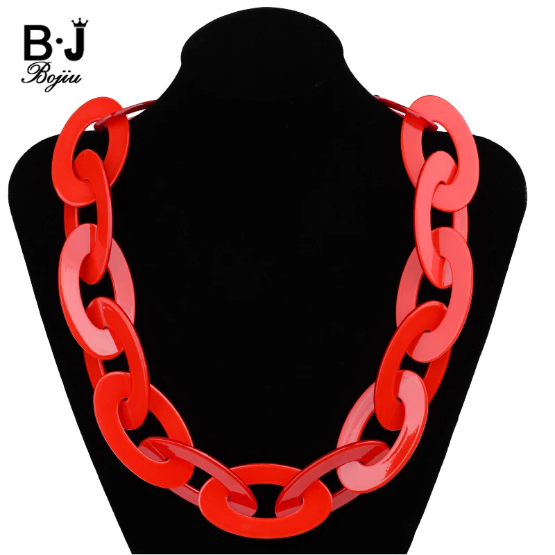 

BOJIU 8 Colors Boho Big Acrylic Chain Necklaces For Women Large Adjustable Jewelry Punk Statement Chokers Necklace 2019 NK1027
