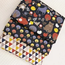 Симпатичная ткань из хлопка с рисунком леса животных медведя дерева, 50x160 см, Лоскутная Ткань для постельных принадлежностей, подушка для детской одежды