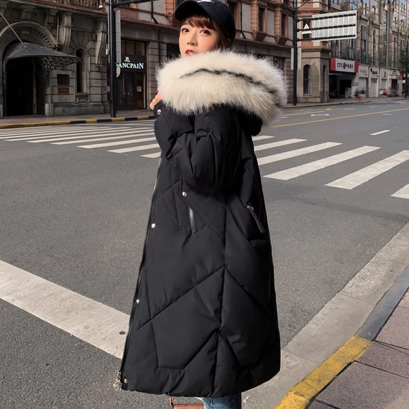 

High Quality 2019 Women Winter Jacket Warm Thicken Hooded Faux Fur Female Long Parka Outwear Coat Femme