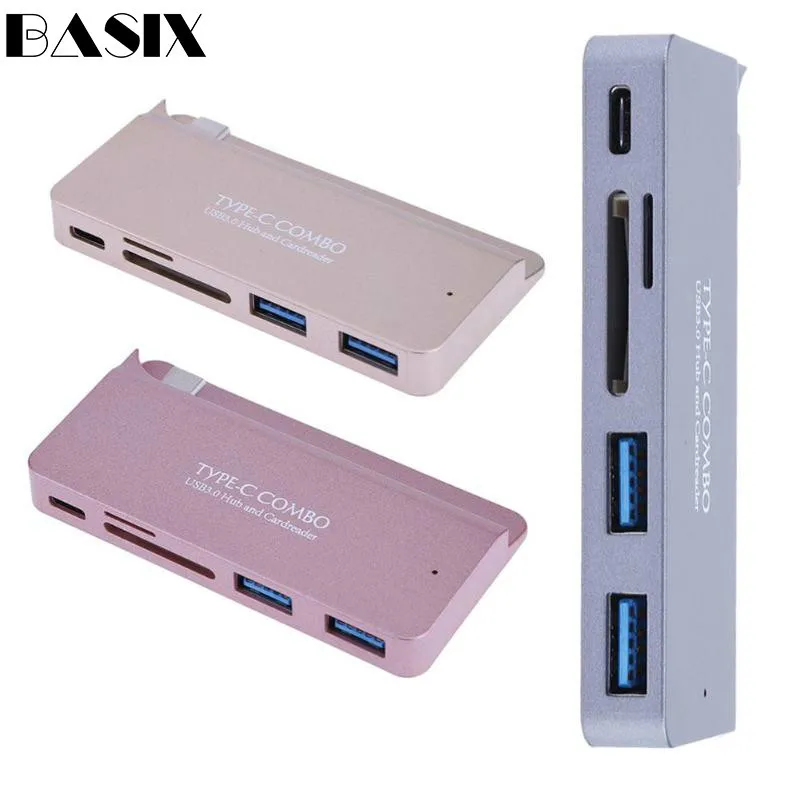 

Basix USB C Hub Multi-port Type-C Hub Adapter with 2 USB3.0 SD TF Card Reader Charging Port for Mackbook Air Pro Type C Usb Hub