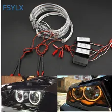 FSYLX LED Angel Eyes for BMW E46 halo light Error Free SMD angel eye E36 E38 E39 E46 Projector White yellow red blue Angel Eyes