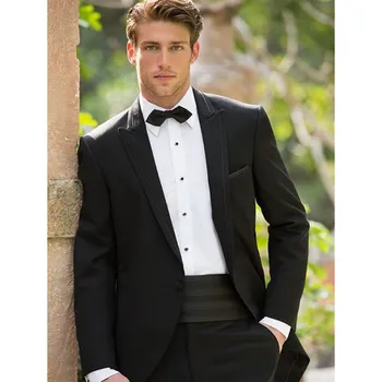 

New Suits Hot Flat Skinny Cotton Sell New Style Groom Tuxedos Suit Lapel Wedding Bridegroom Custom Made (jacket+pant+girdle)