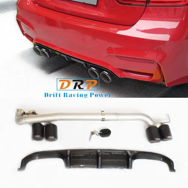 

1 set muffler tail for Modified Car Rear Carbon fiber Exhaust Pipe Muffler Tip fit 2017-2019 BMW 3 Series 320 modified M3 bumper