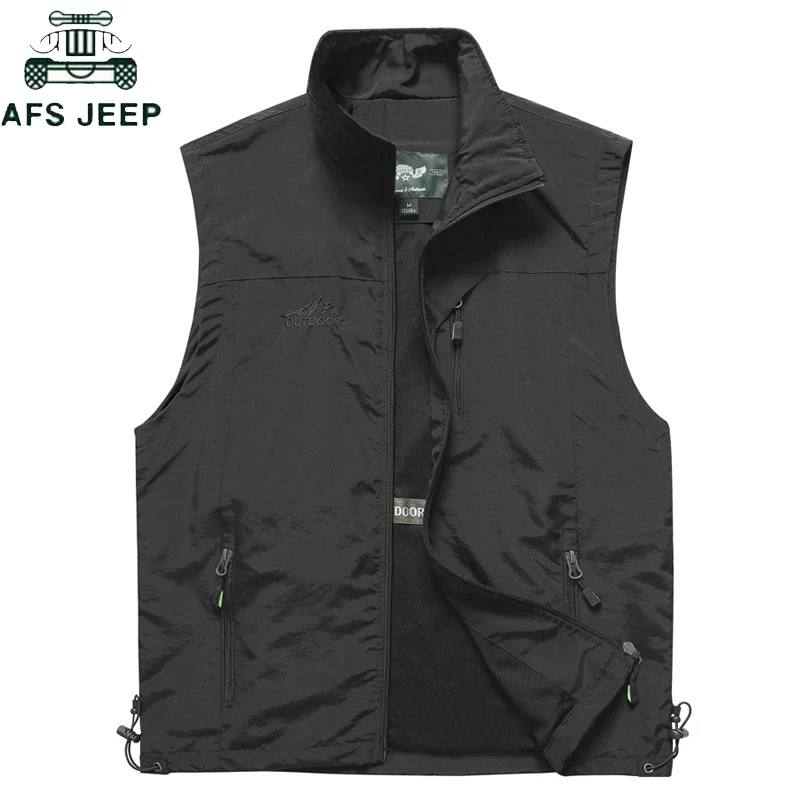 

New 2019 Summer Quick Drying Vest Men Big Size M-4XL Casual Thin Mesh Tactical Vest Stand Collar Waistcoat Coat chaleco hombre