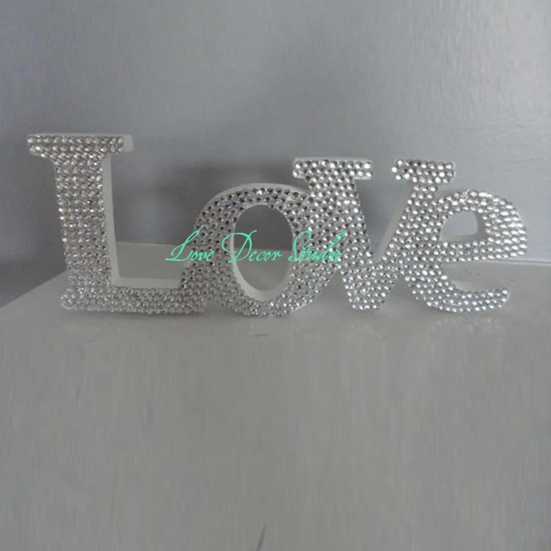 Free shipping 17.5" wide X 7" tall Swarovski Crystal "LOVE" standing love sign