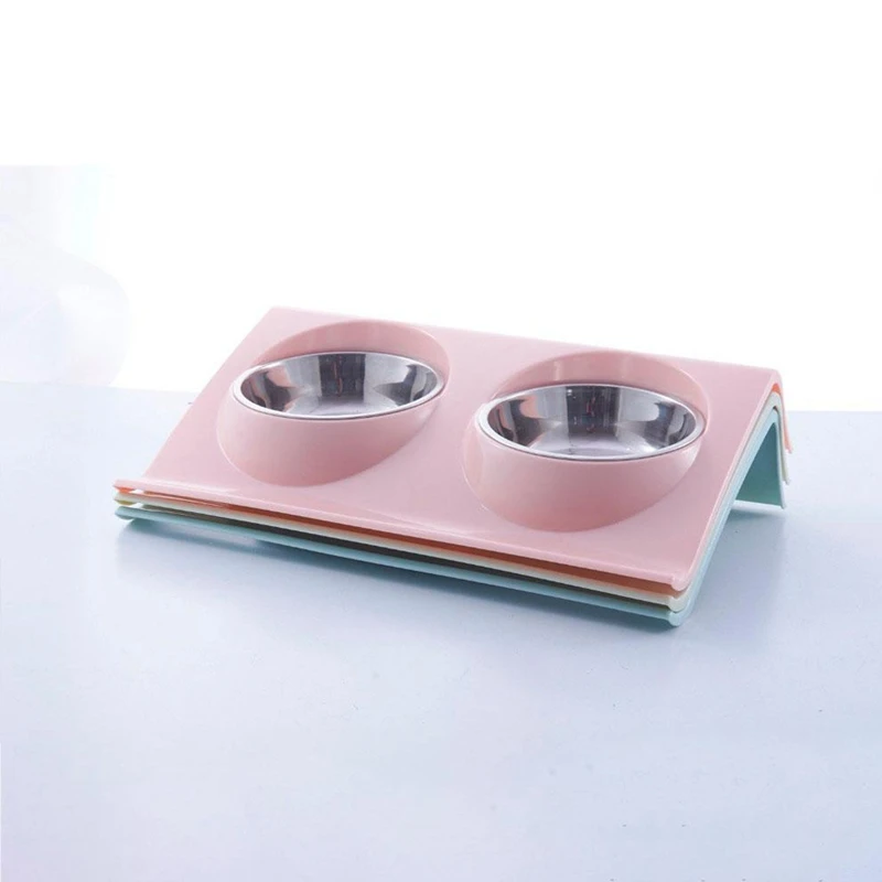 CSS двойные миски для домашних животных из нержавеющей стали питатель воды собак