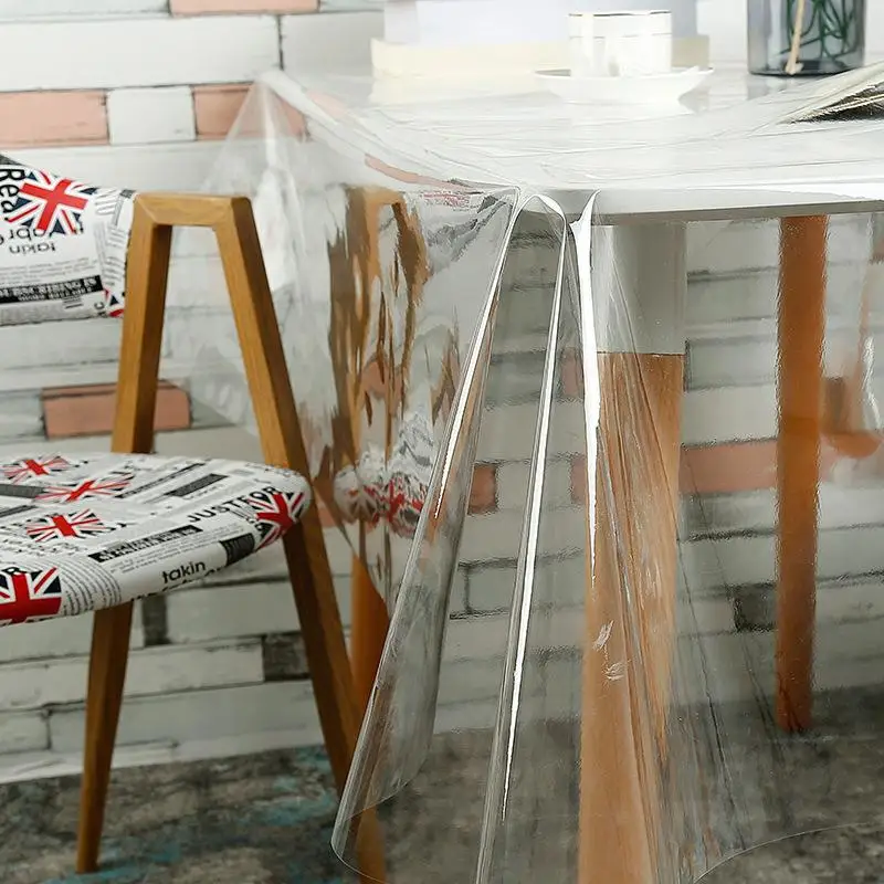 IHAD PVC Tablecloths Transparent Waterproof Cover Anti-oilproof Round Glass Tablecloth Home Kitchen Decoration Table Mat 0.23 mm