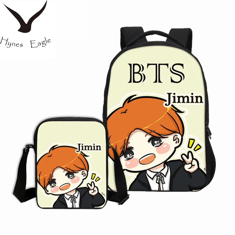 

2 PCS/SET Hynes Eagle School Bag K-pop Printing Backpack Chirldren Mochila K-pop Shoulder Bag Girl Bookbag Casual Daily Backpack