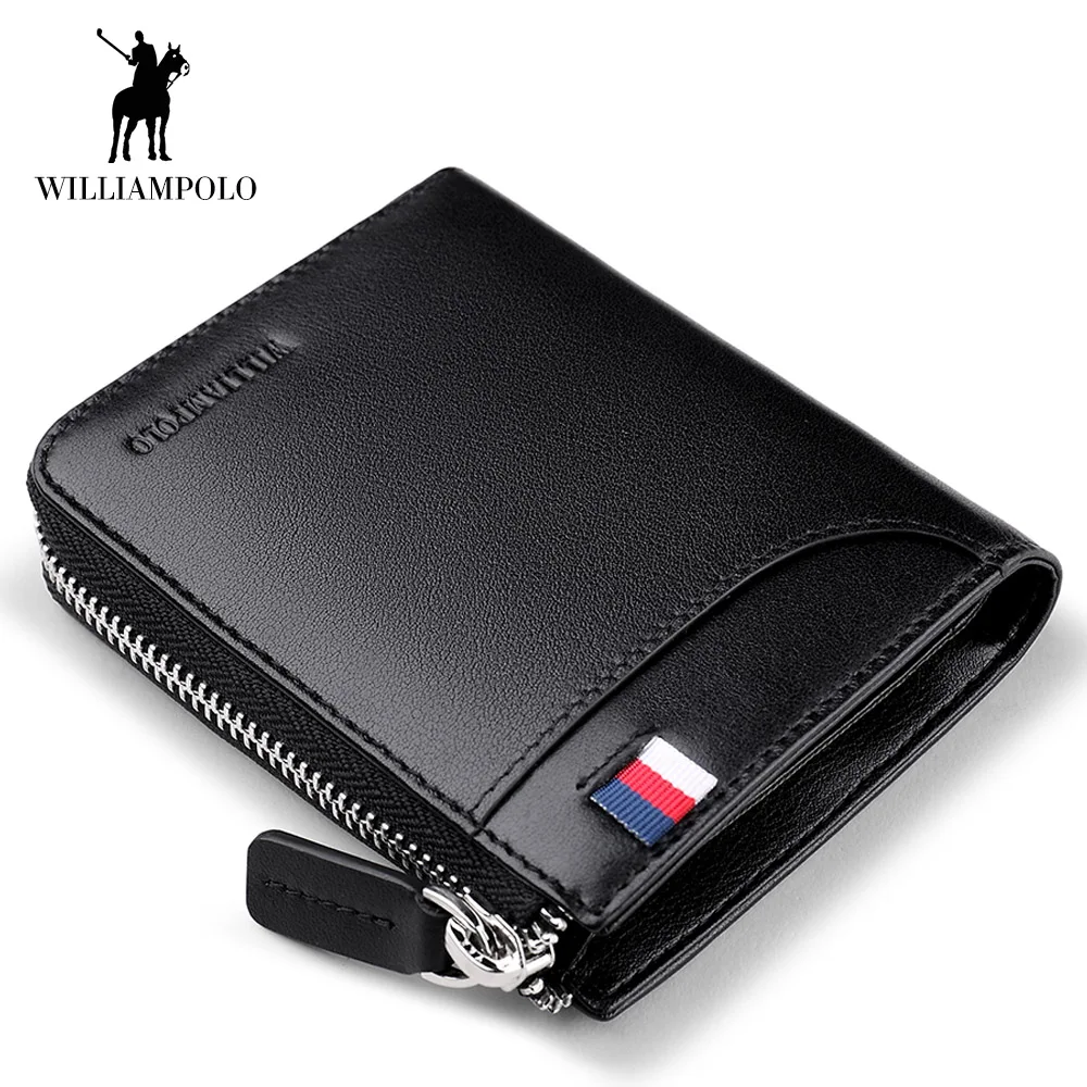 WilliamPOLO Mini Wallets Business Men Wallet male Women genuine leather