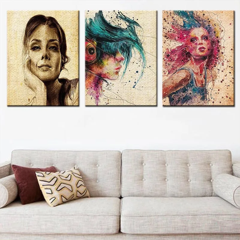 

Female Portraits Room Wall Art Pictures Poster Paintings By Numbers Living Room Hanging Canvas Painting Shaft Scroll Painting