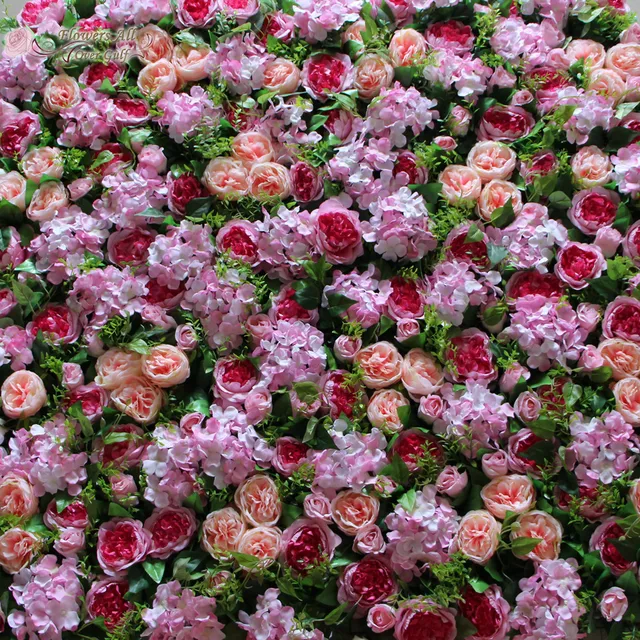 Flower All Over Gulf Artificial Wall For Backdrop Wedding Flower All Over Gulf Artificial Wall For Backdrop Wedding Decoration Pink David Austin Rose Green Leaves Gr
