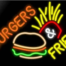 Бургер фри СТЕКЛО Неоновый свет знак пивной бар