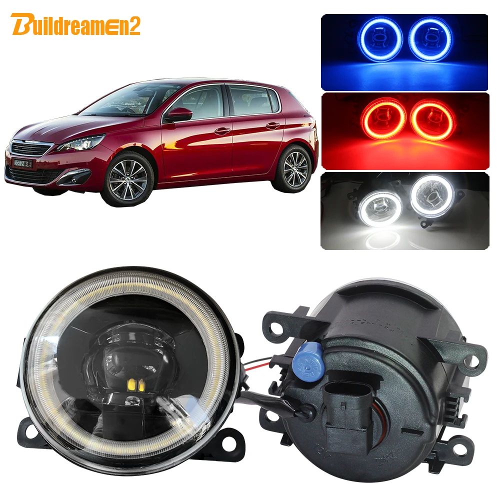 

Buildreamen2 For Peugeot 308 Car 4000LM LED Fog Light Lens Angel Eye DRL Daytime Running Light 12V 2013 2014 2015 2016 2017 2018