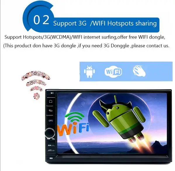 Excellent 7" 2Din 1024*600 Android 7.1 Car Tap PC Tablet 2 din Universal For Toota GPS Navigation BT Radio Stereo Audio Player(No DVD) 2