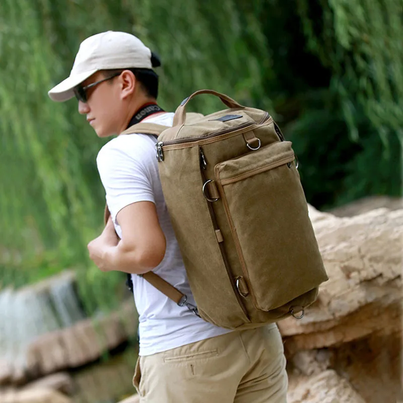 Online Männer Riesige Gepäck Reisetasche Armee Eimer Rucksack Multifunktions Military Leinwand Rucksäcke Männliche Große Schulter Taschen Pack XA32C