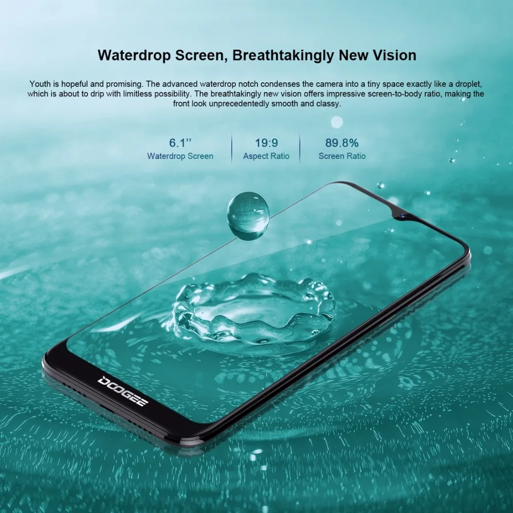 DOOGEE Y8 экран капли воды смартфон 6 1 &quotFHD 19:9 дисплей 3400 мАч MTK6739 четырехъядерный 3 ГБ