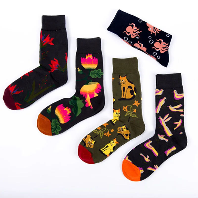 

korean fashion women socks funny winter cute cat socks black novelty cool pigeon bird crazy ladies socks art christmas gift