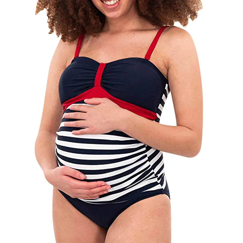 

MUQGEW Maternity Swimsuit Supender Beachwear Tankinis Women Floral Print Femme Bikinis Swimsuit Beachwear Pregnant Suit