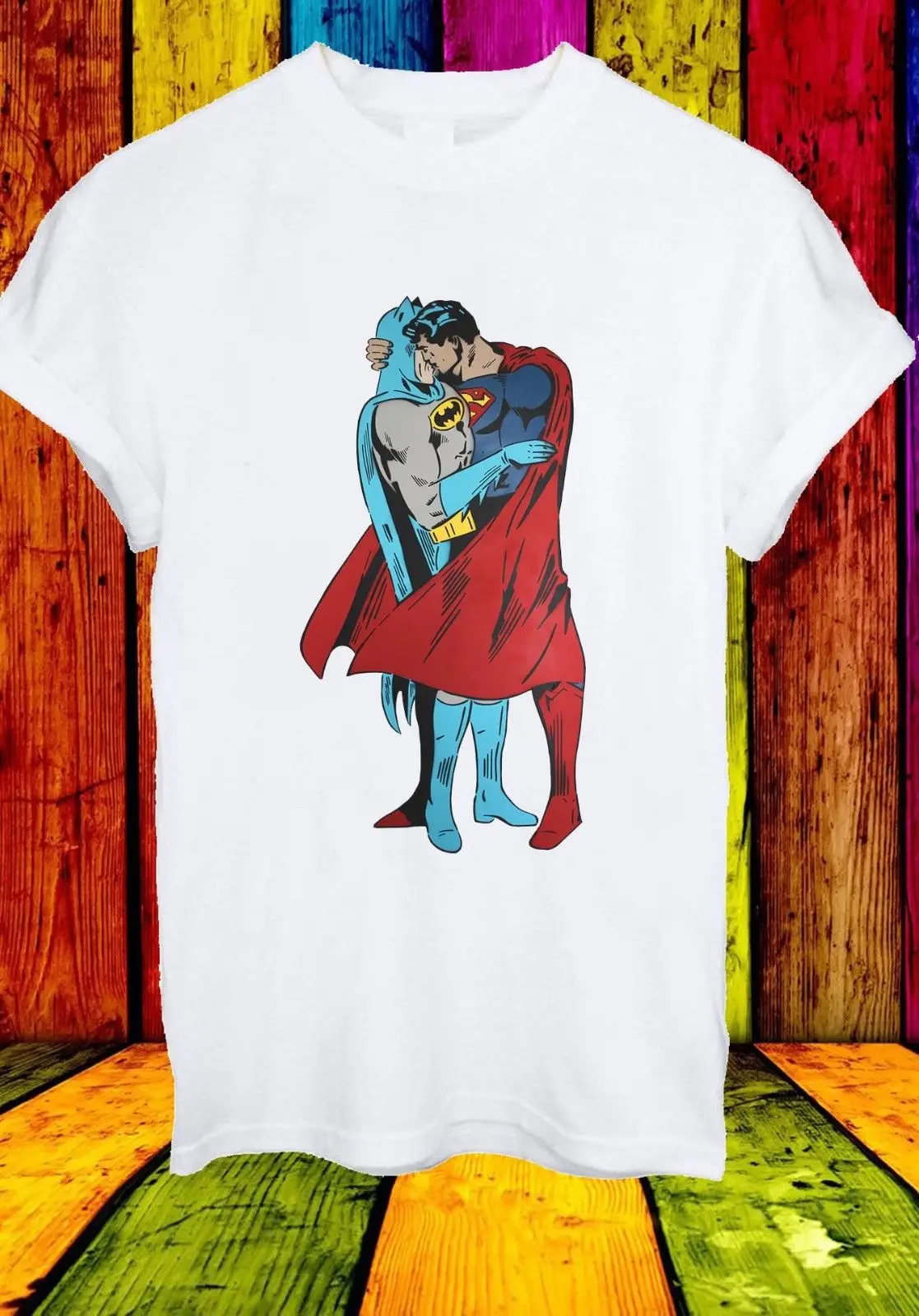 

Batman Superman Kiss Gay Pride LGBT Justice League Women T-shirt Gifts Dropshipping