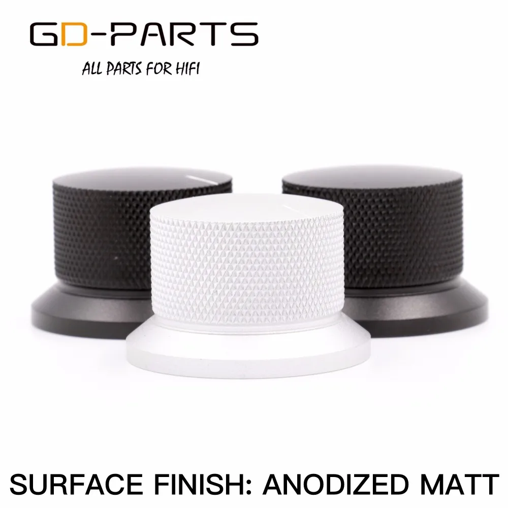 GD-PARTS 38x25mm 가공 알루미늄 손잡이 Hifi 오디오 앰프 턴테이블 레코더 라디오 실버 블랙 1PC 용 볼륨 사운드 제어 손잡이