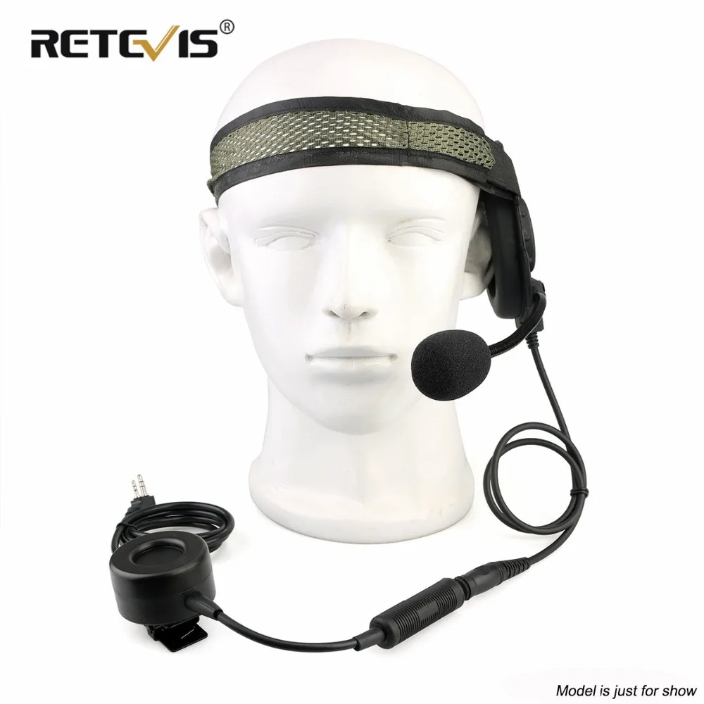 Тактическая гарнитура RETEVIS EH060K 2Pin TK вилка Военная walkie Talkie наушники для Kenwood Baofeng