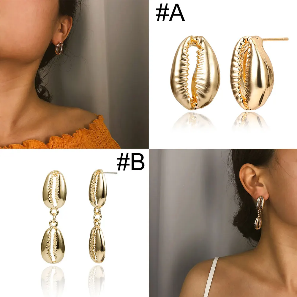 

1Pair Boho Style Cowrie Shell Earrings Natural Seashells Shells Dangles Drop Earrings Beach Fashion Jewelry