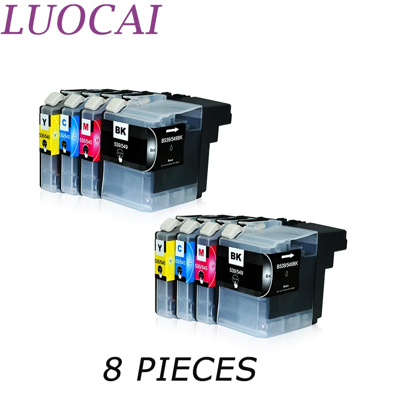 

8 pieces LuoCai LC539 LC535 LC539XL LC535XL LC 539 Compatible ink cartridges For brother DCP-J100 DCP-J105 MFC-J200 printers