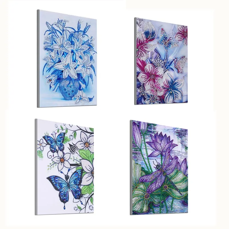 Diamond Painting partial special shaped Embroidery Flowers Lotus Dragonfly butterfly 5D DIY Kits Rhinestones Decor | Дом и сад