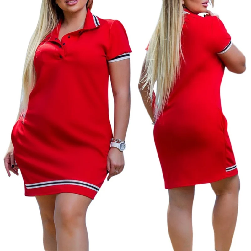 

2019 New Fashion Women Polo Dress Big Size 6XL Oversized Above Knee Mini Dresses Work Party Female Elegant Oversized Vestidos