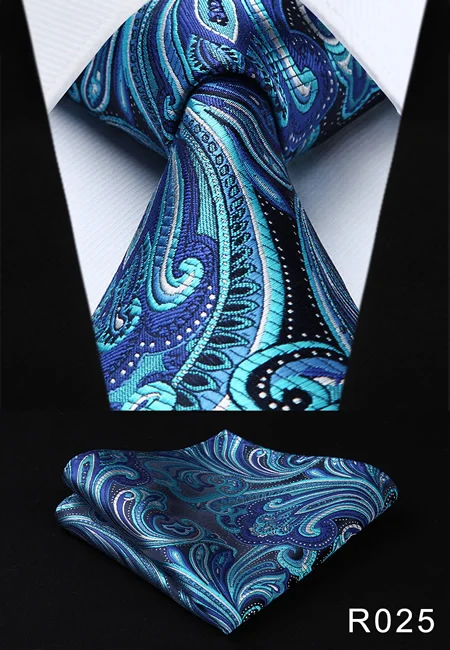 Платок классический свадьбу Мужская Мода Пейсли Цветочные 3." шелк Тканые свадьба Для мужчин галстук платок Набор# RF2 - Цвет: R025