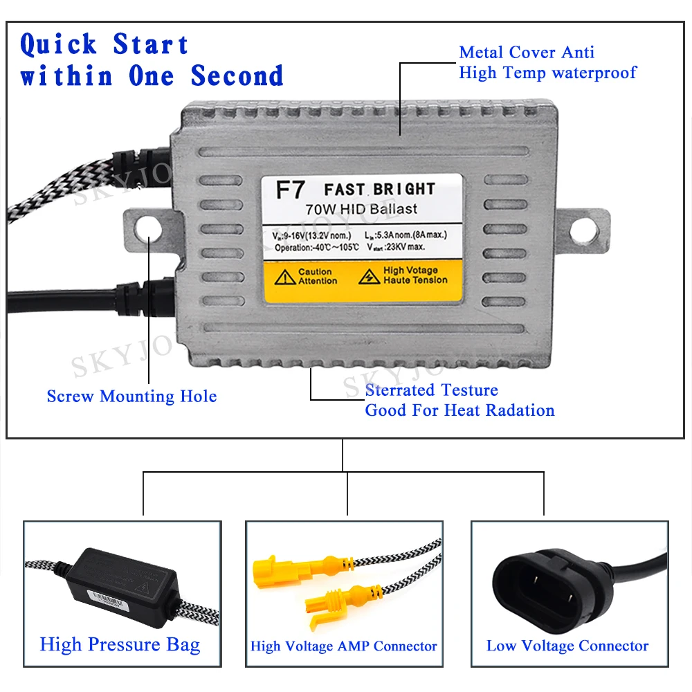 SKYJOYCE 70W DLT F7 Fast Bright Ballast Xenon HID Kit 4300K 6000K 70W H7 H1 H11 HB3 HB4 D2H Xenon HID Bulb 12V Car Headlight Kit (1)
