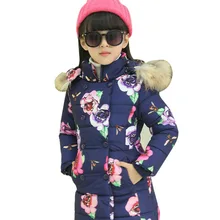 Зимнее пальто для детей; Длинные куртки с цветочным принтом для девочек; Верхняя одежда для девочек; Детские Зимние костюмы; зимняя одежда для девочек-подростков