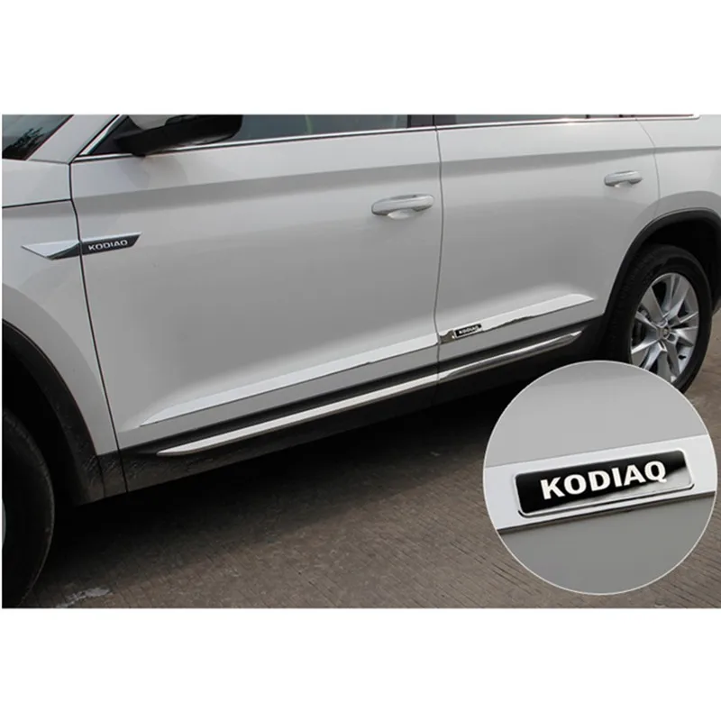 Автомобильный Стайлинг 4 шт. для SKODA KODIAQ Обшивка двери полосы тела яркая полоса отделка из нержавеющей стали - Цвет: B