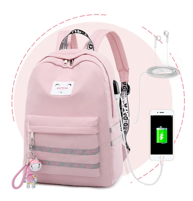 Водонепроницаемая дорожная сумка для женщин, внешний USB зарядка, женский рюкзак, Mochila Escolar, для девочек, рюкзак для ноутбука, школьный рюкзак для подростков