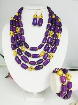 

NO-3118# Amazing purple Coral Beads Jewelry Sets Wedding African Nigerian Artificial Necklace Sets Free Shipping