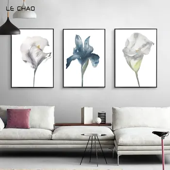 

LECHAO Modern Watercolor Pink Lily Flower Art Canvas Painting Minimalist Poster and Print Nordic Wall Picture Room Home Decor