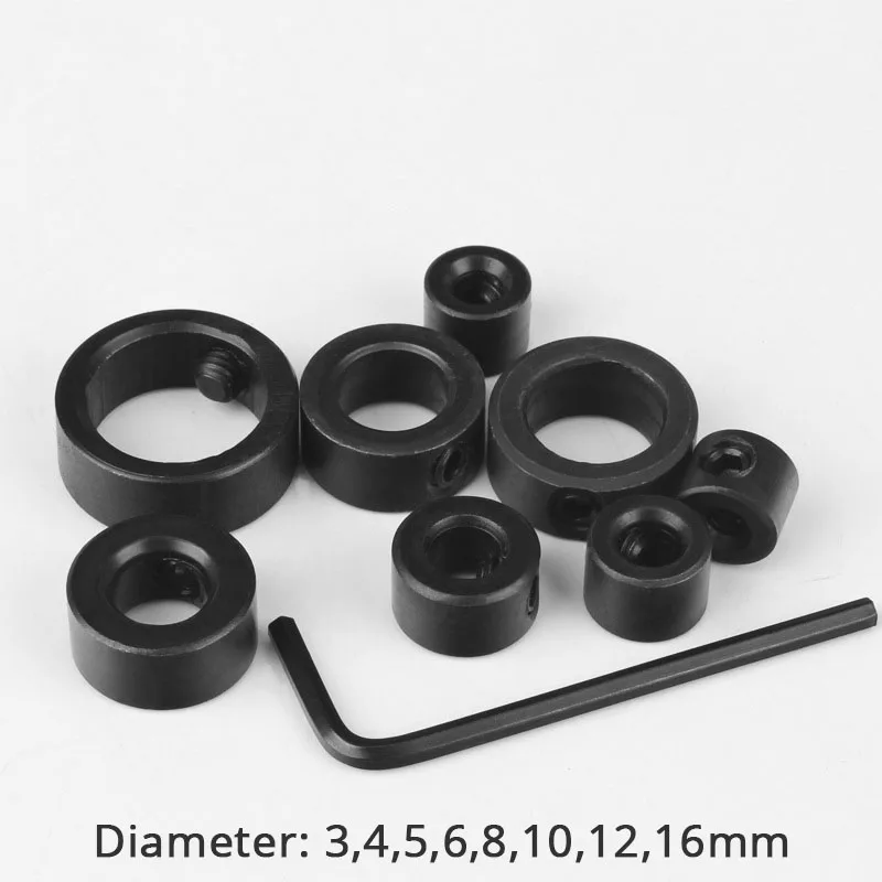 

8PCS/set 3-12mm Drill Bit Carbon Steel Drill Bit Limiter Locator Ring Depth Stop Collar Ring Positioner Hex Wrench Woodwork Tool