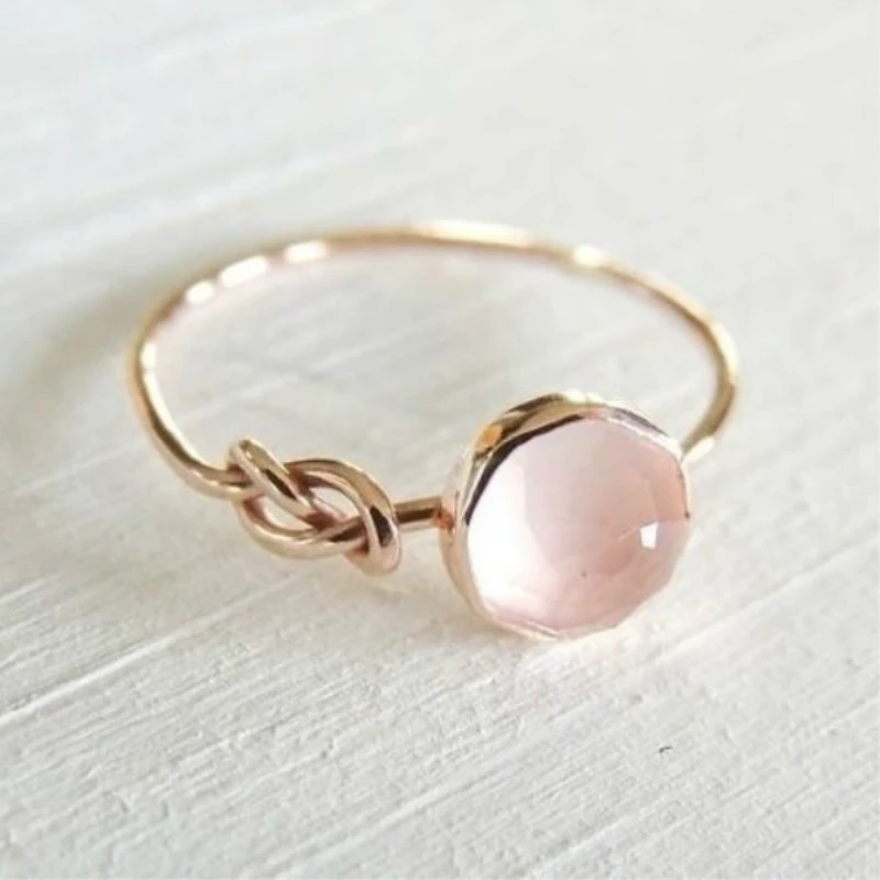 

Luxurious Natural Pink Moonstone Ring Infinity Knot Ring Bride Wedding Engagement Fine Gifts