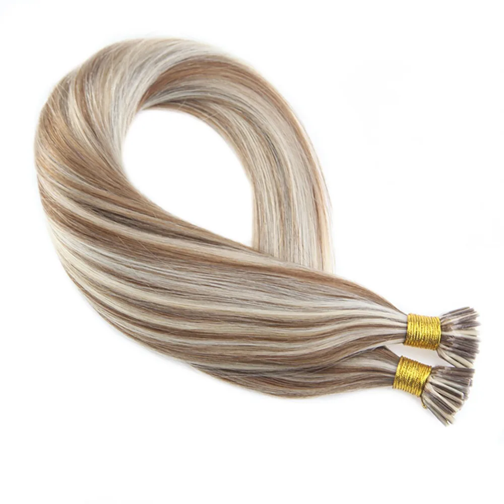 Ugeat Nail Tip Hair Extension U Tip Human Hair Platinum Blonde #60 50g Straight