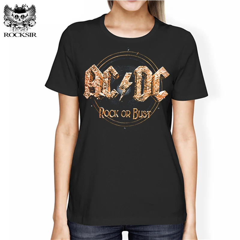 Женская футболка с принтом Rocksir AC DC Rock или Bust в стиле Харадзюку Повседневная панк