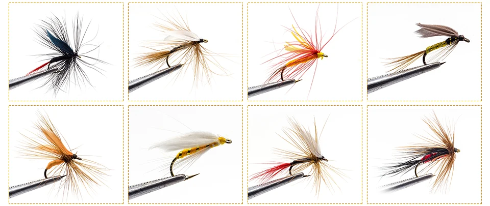 Moscas para Truta Molhado Seco Mosca Pesca Moscas Isca Conjunto Voar Amarrando Material Mão Amarrada Nymph Pike 225 Pçs 19 225 pçs molhado seco mosca pesca moscas