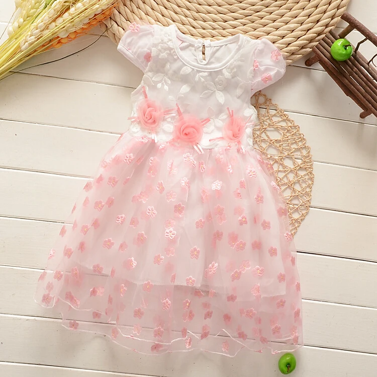 

Girl Dress Baby Kids Clothes 2015 New Fashion High Quality Cotton Children Clothing Girls Lace Flower Princess Dress