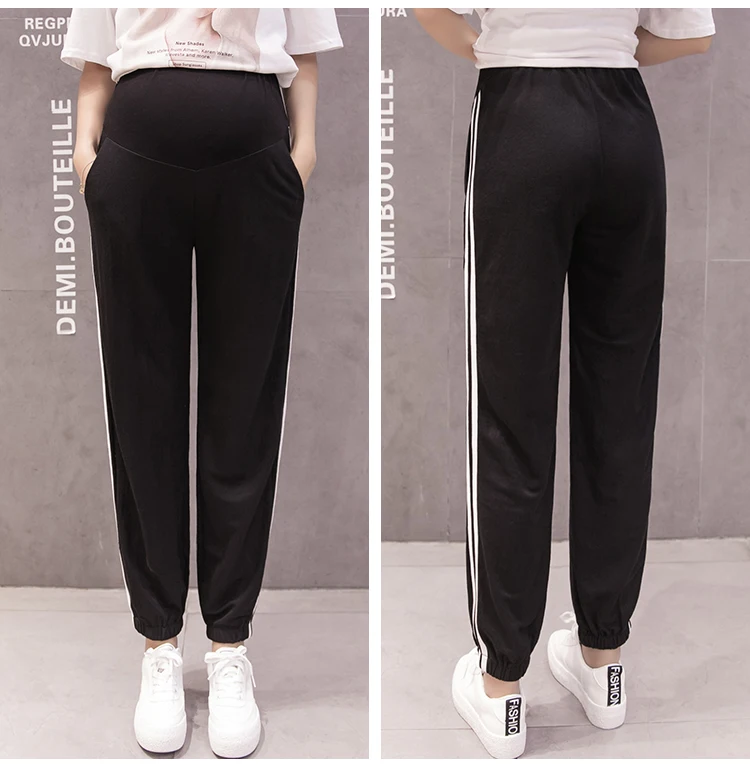 used maternity clothes near me 3126# Spring Summer Fashion Maternity Jogger Pants Elastic Waist Belly Pants Clothes for Pregnant Women Thin Pregnancy Trousers petite maternity clothes