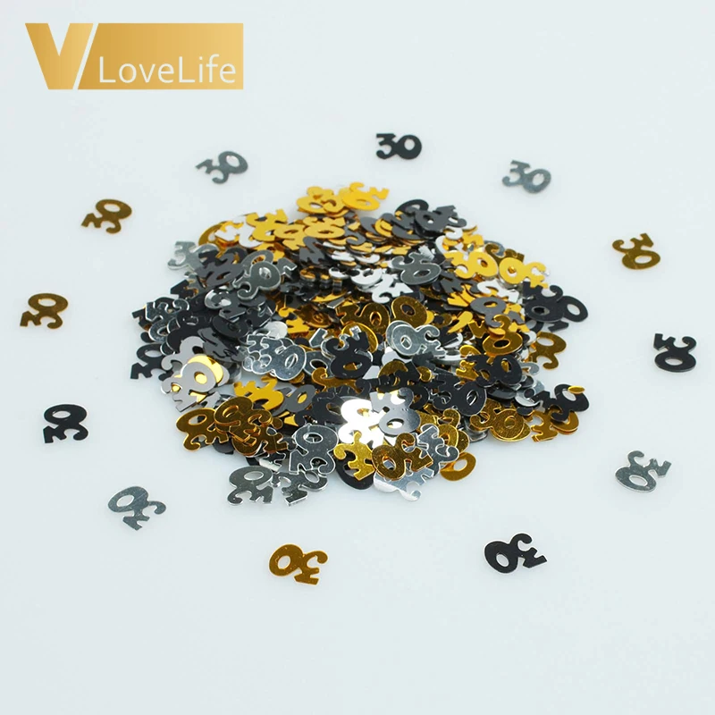 Color 30 16 г золотые цифровые цифры номер 18 20 21 30 40 50 60 конфетти с днем рождения номер стол Спред украшения металлические спринклеры - Цвет: Color 30