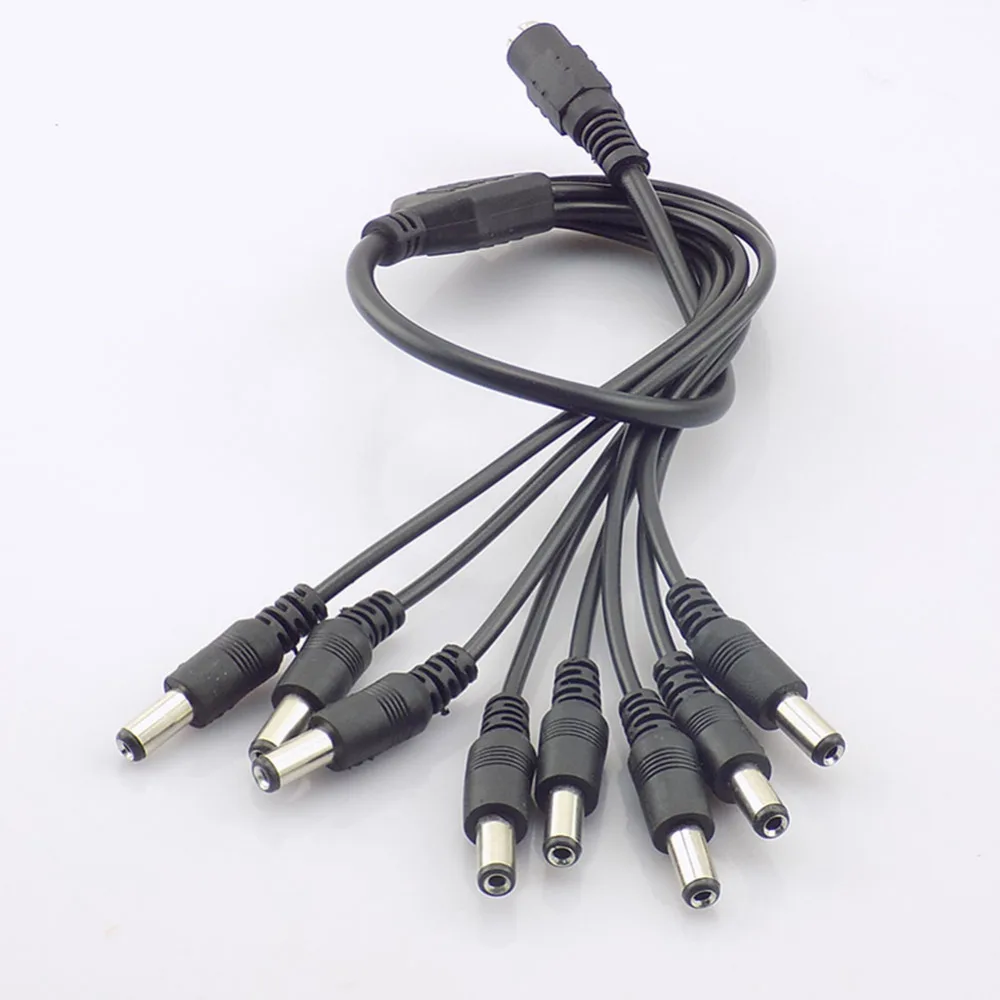 

5.5mm*2.1mm 1 Female to 8 Male DC Power jack Adapter 8 way Splitter Plug Connector Cable Supply for CCTV Camera led strip Light