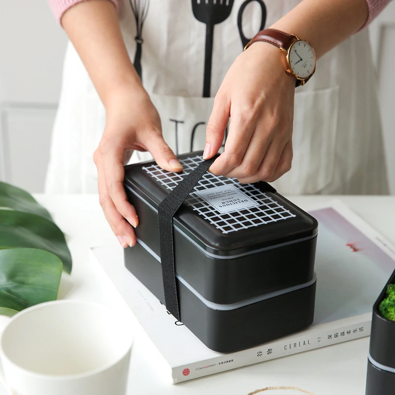 Двухслойный Ланч бокс Портативный Bento box еда без бисфенола а контейнер для