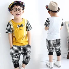 2016 Summer boys set baby sets short t shirt+pants 2 pcs set clothes kids suit 3-11 Years children cotton Clothing