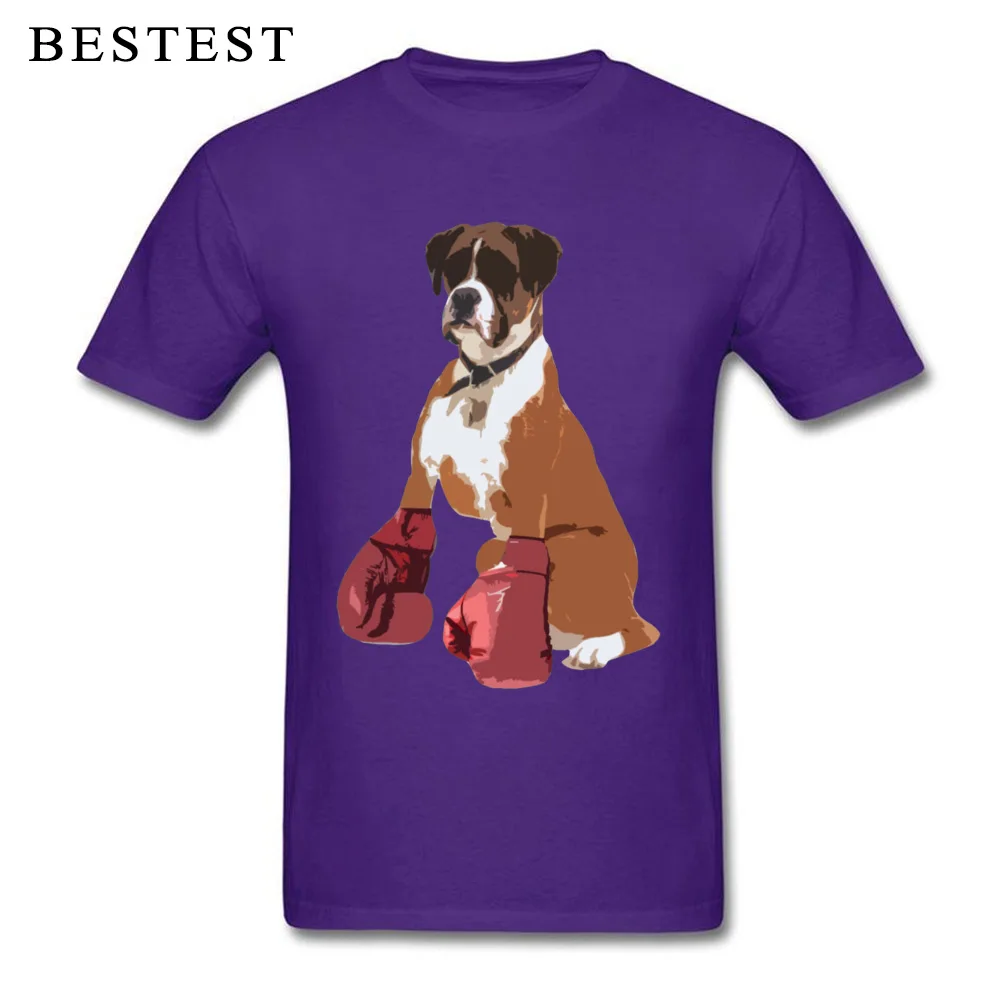 Boxer Dog 16330 100% Cotton T-Shirt for Men Short Sleeve Comics Tees Cute Summer Crew Neck Tee Shirts Funny Wholesale Boxer Dog 16330 purple